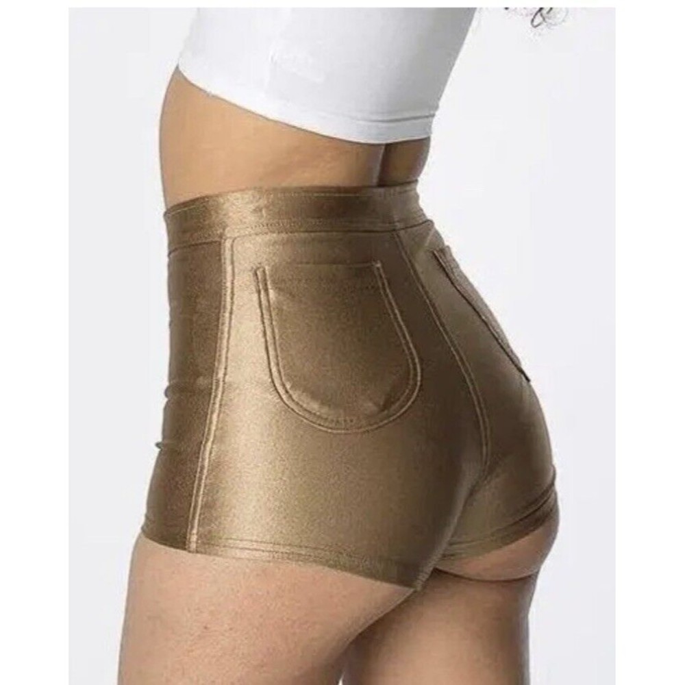 American Apparel Women's Disco Shorts Gold Medium